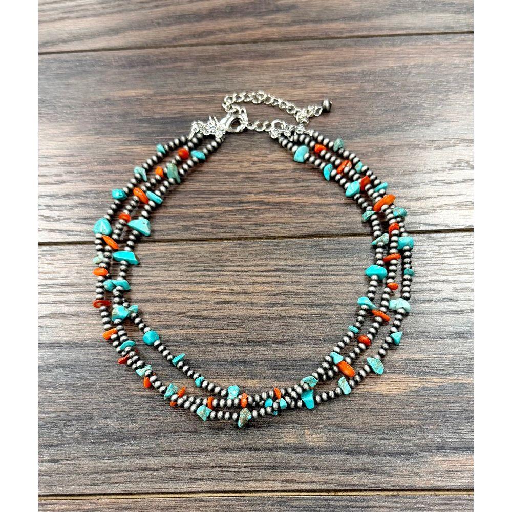 Women's Isac 16" Western Turquoise/Oyster Strand Necklace 739787
