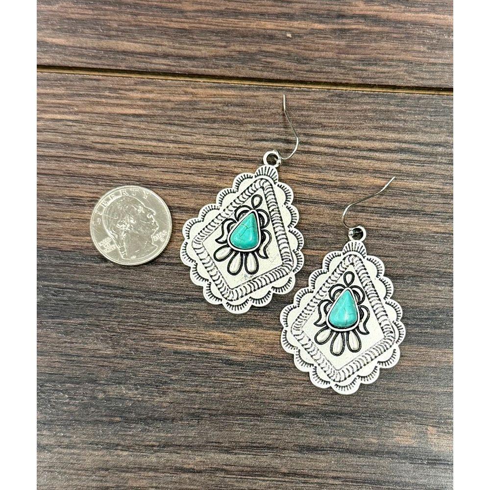 Women's Isac 2" Boho Concho Turquoise Earrings 721034