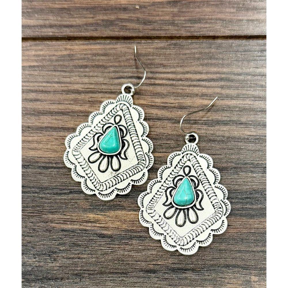 Women's Isac 2" Boho Concho Turquoise Earrings 721034