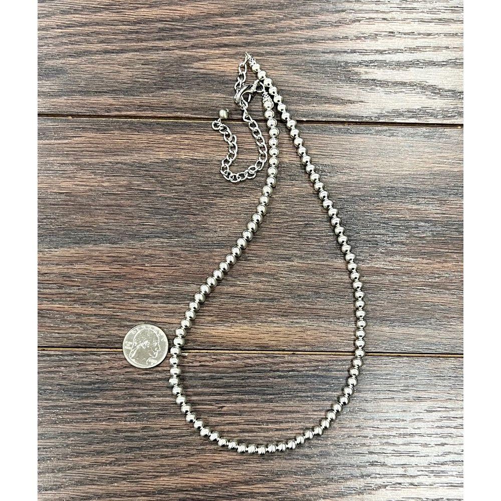 Women's Isac 20" Handmade 6 mm Silver Navajo Necklace 738086