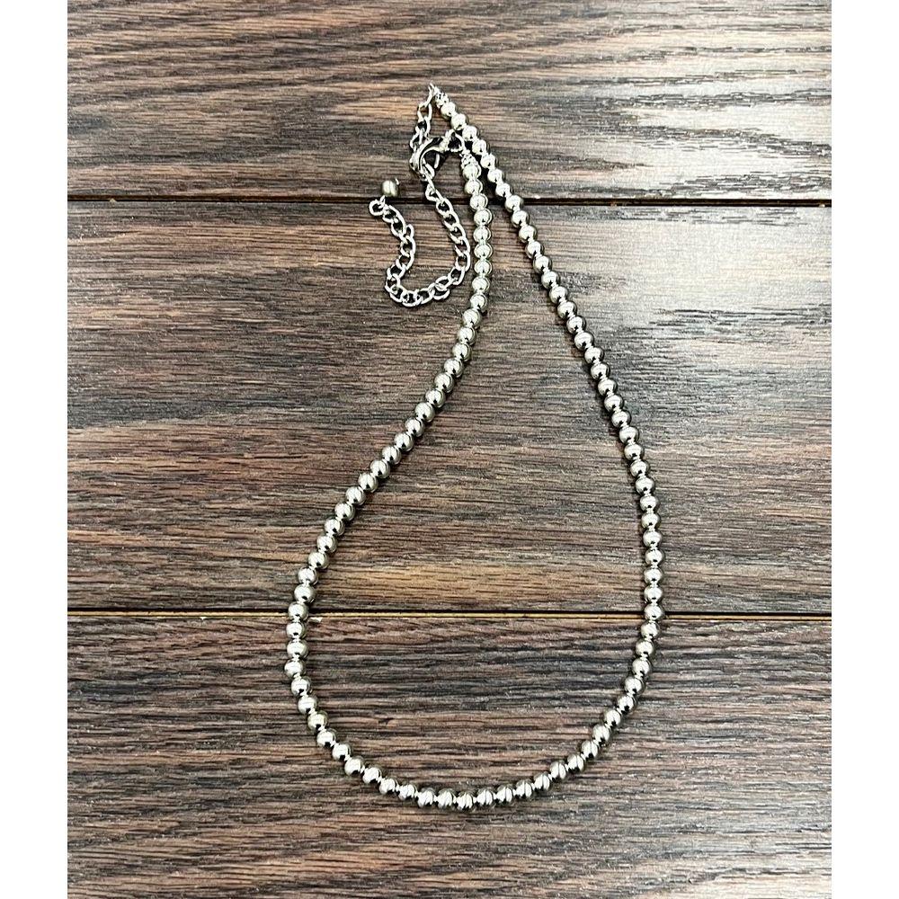 Women's Isac 20" Handmade 6 mm Silver Navajo Necklace 738086