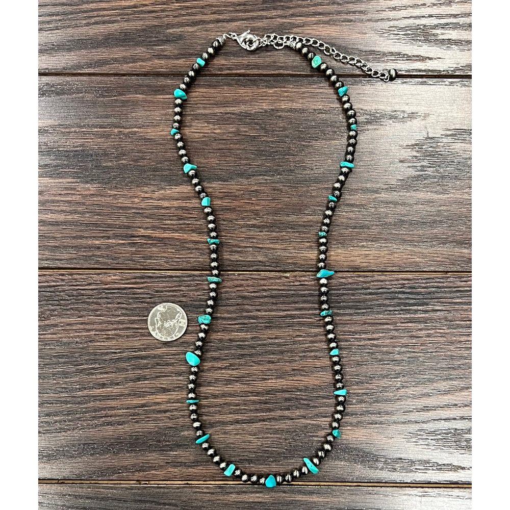 Women's Isac 26" Handmade 6mm Polish Navajo Turquoise Necklace 738050