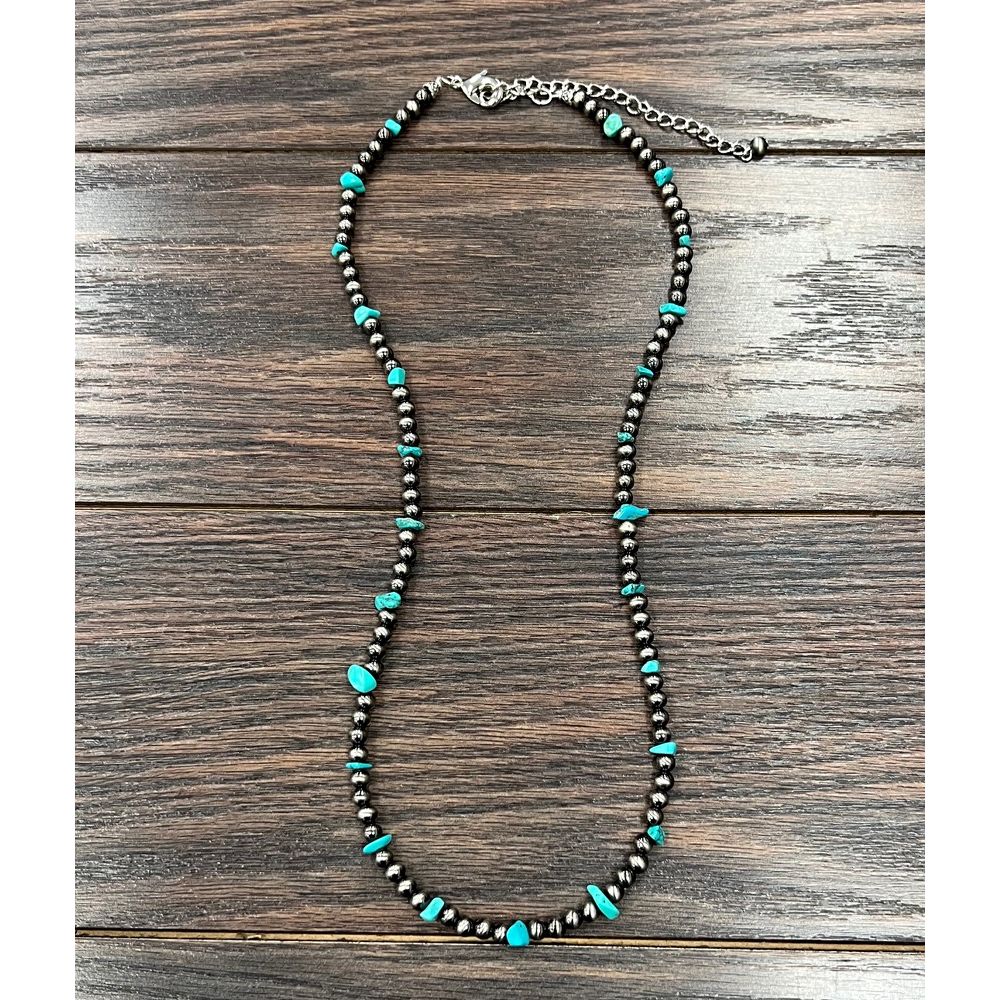Women's Isac 26" Handmade 6mm Polish Navajo Turquoise Necklace 738050