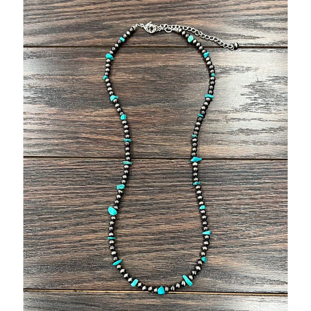 Women's Isac 26" Handmade 6mm Polish Navajo Turquoise Necklace 738050