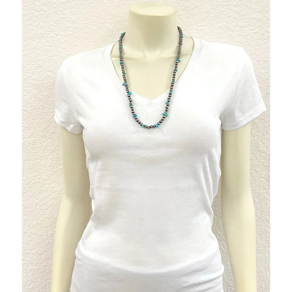 Women's Isac 26" Handmade 6mm Polish Navajo Turquoise Necklace 738050