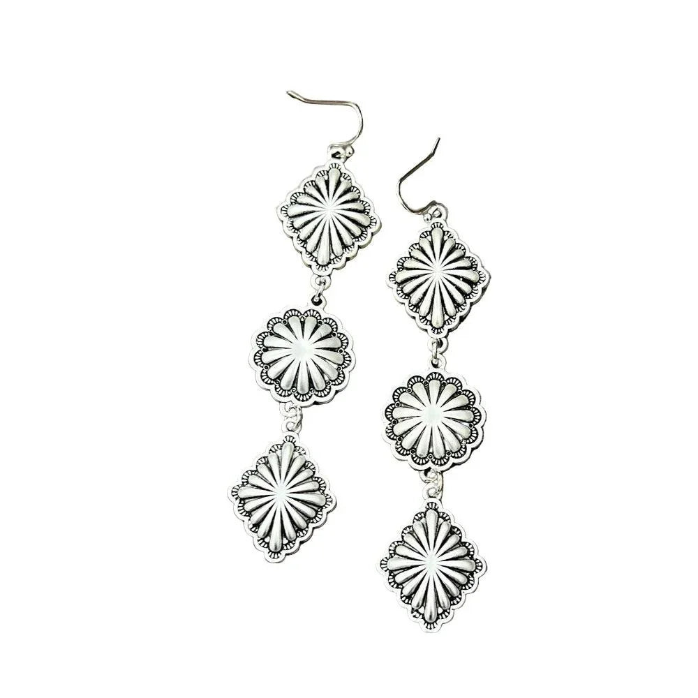 Women's Isac 3.2" Long Brass Concho Earrings