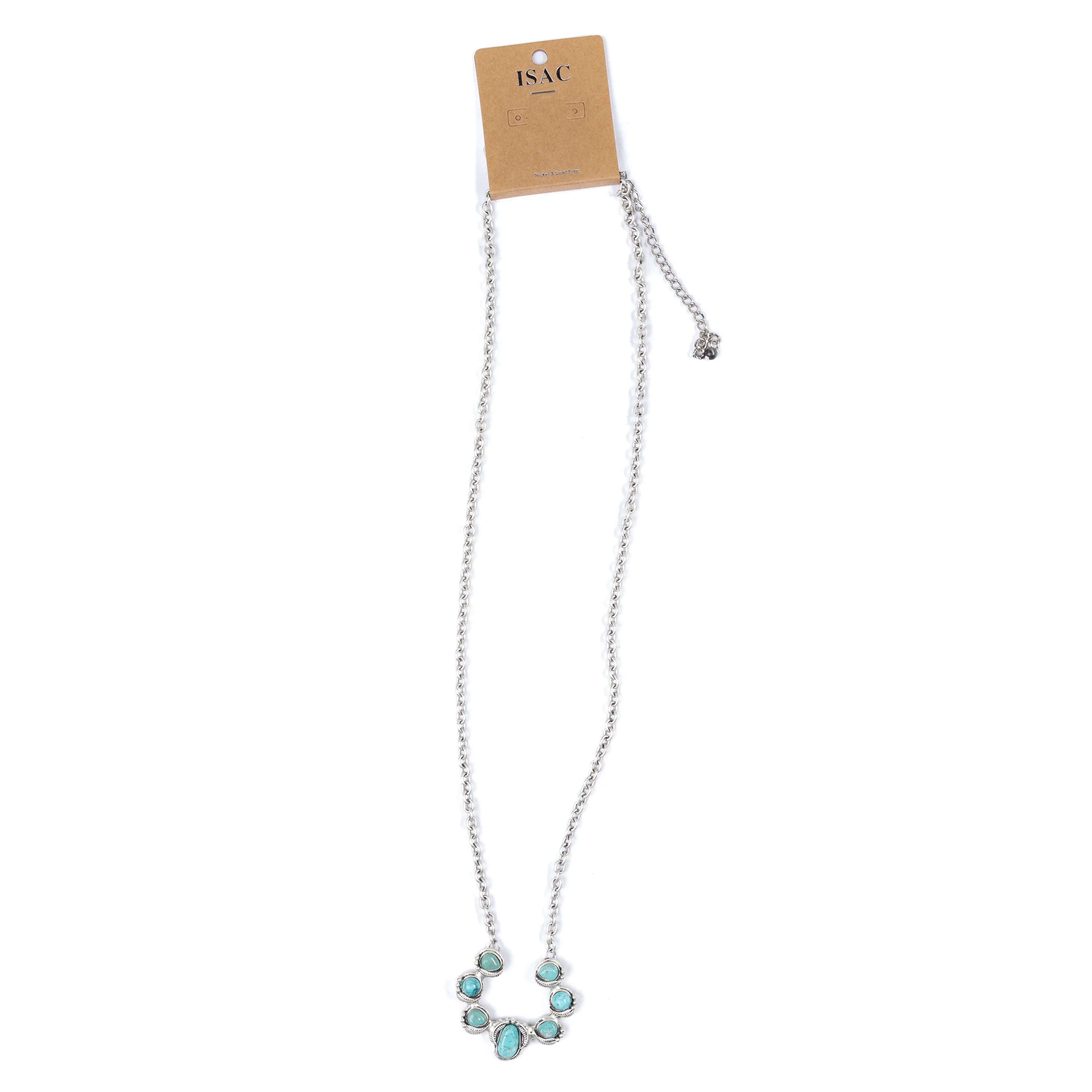 Women's Isac 30" Squash Blossom Navajo Turquoise Necklace 734210