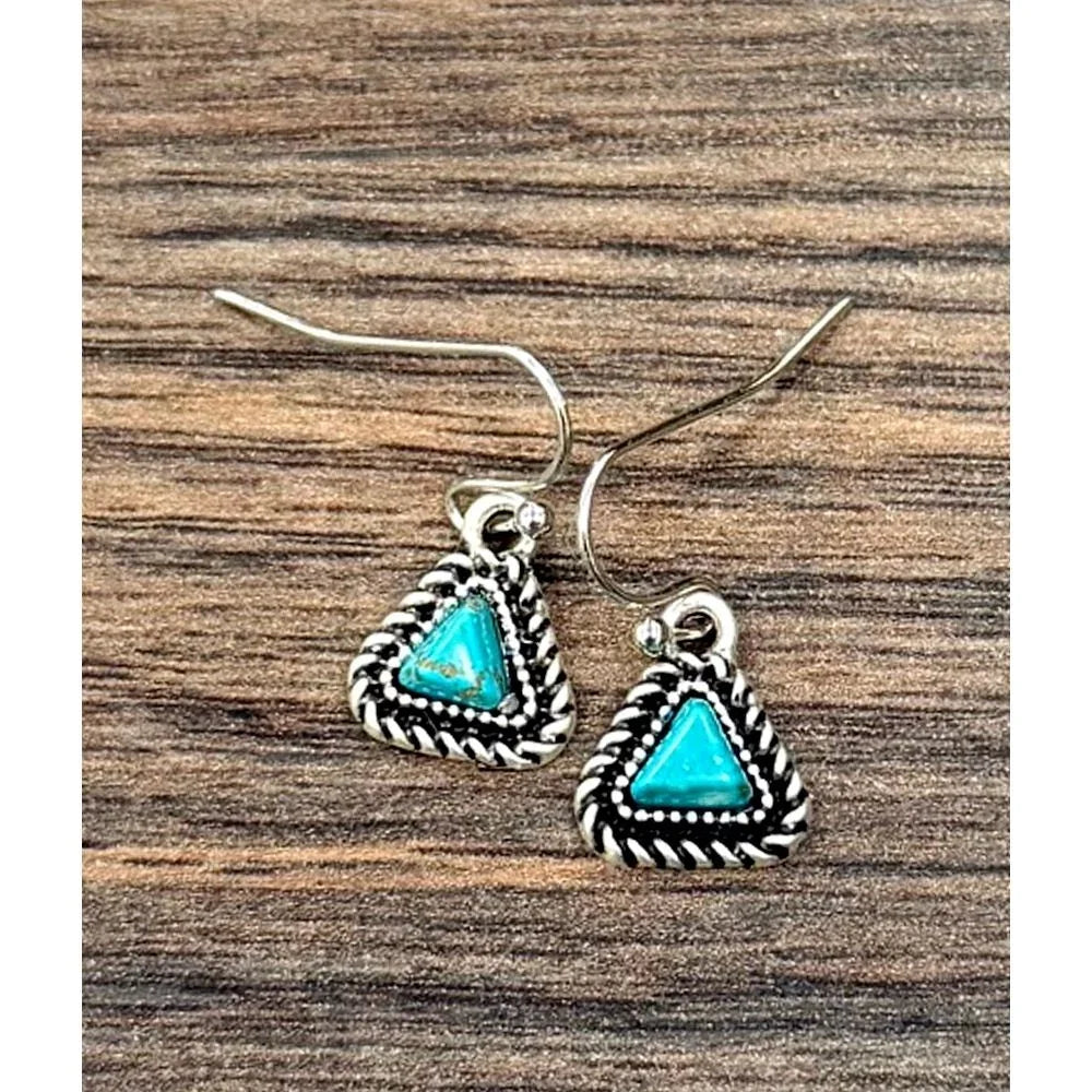 Women's Isac 5mm Triangle Turquoise Earrings 726570