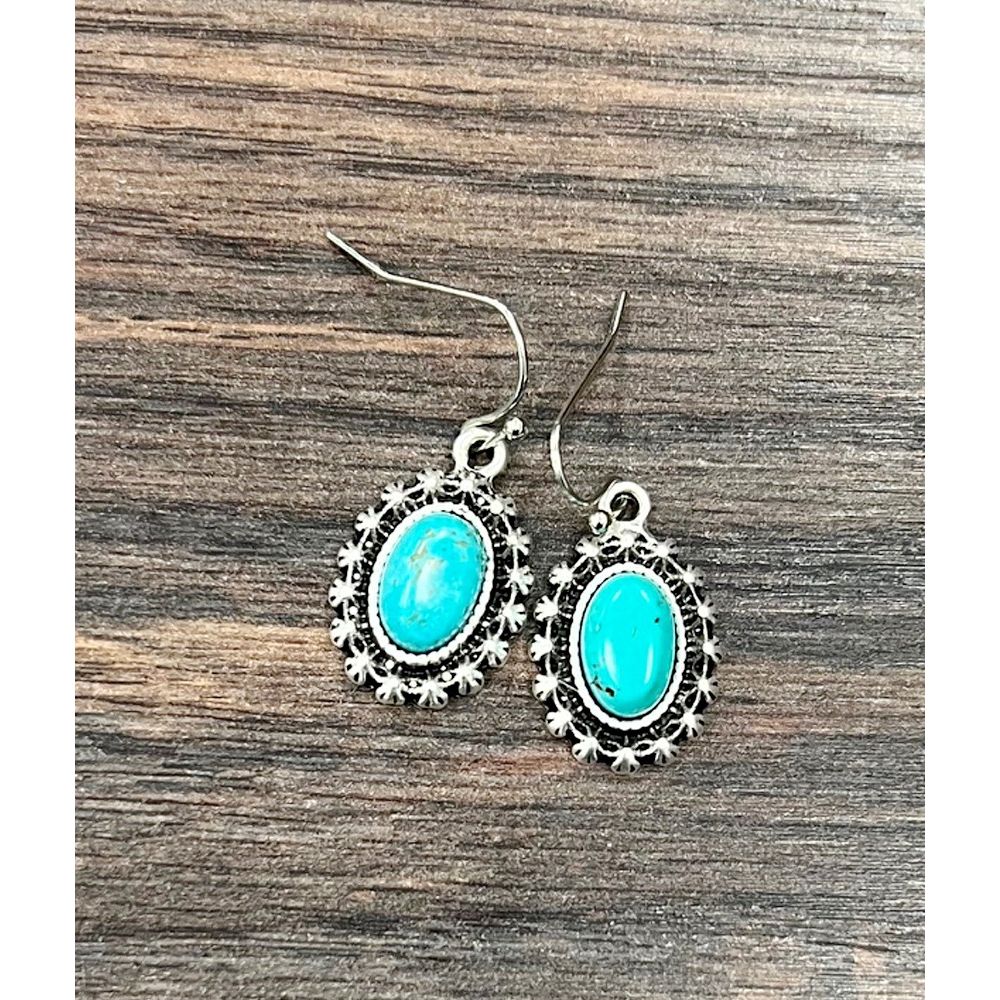Women's Isac 8mm Oval Turquoise Earrings 722836-1