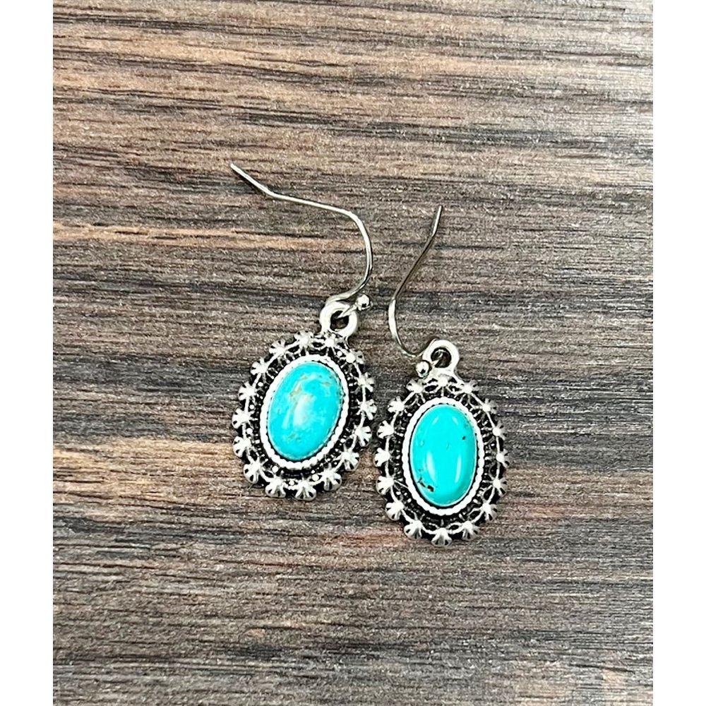 Women's Isac 8mm Oval Turquoise Earrings 722836-1