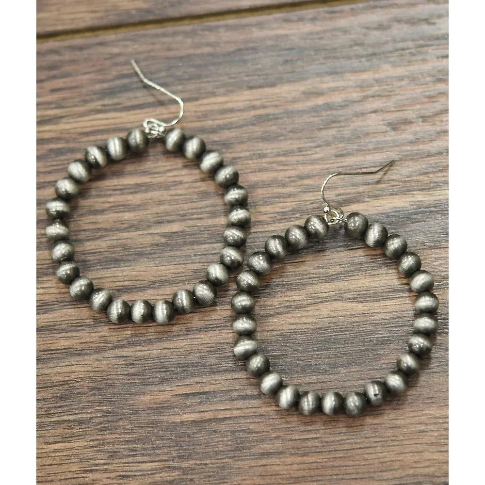 Women's Isac Handmade 1.75" 6mm Navajo Bead Hoop Earrings 720546
