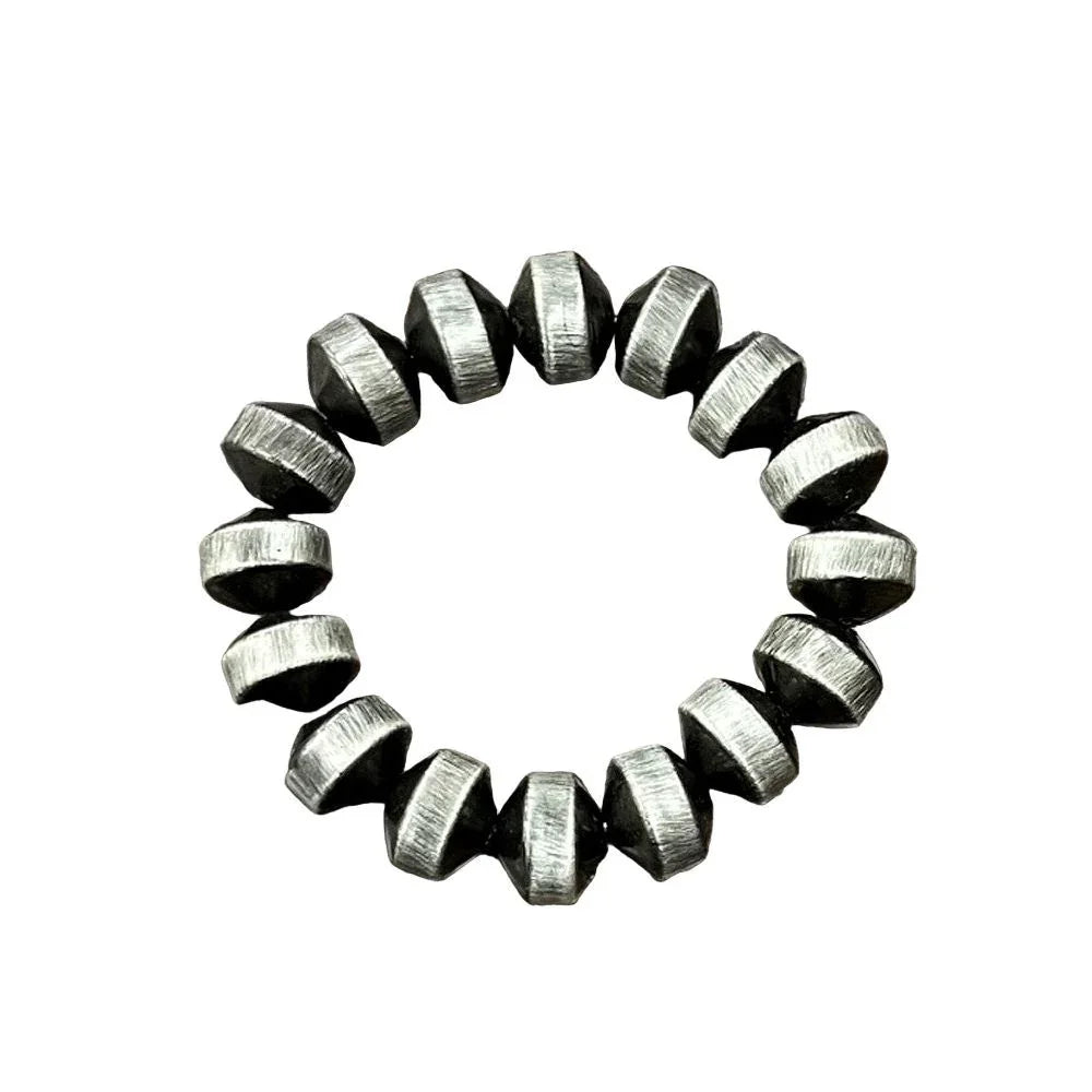 Women's Isac Handmade 12mm Navajo Bead Stretch Bracelet