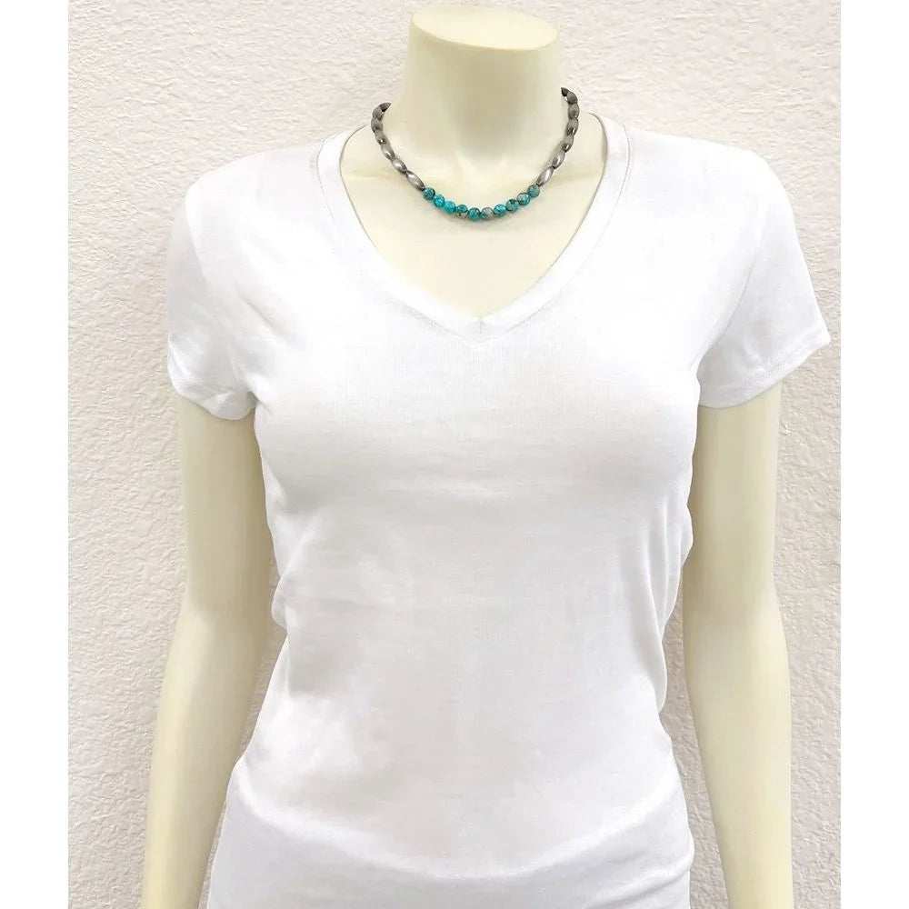 Women's Isac Handmade 15" Elongated Navajo Gemstone Necklace 739660