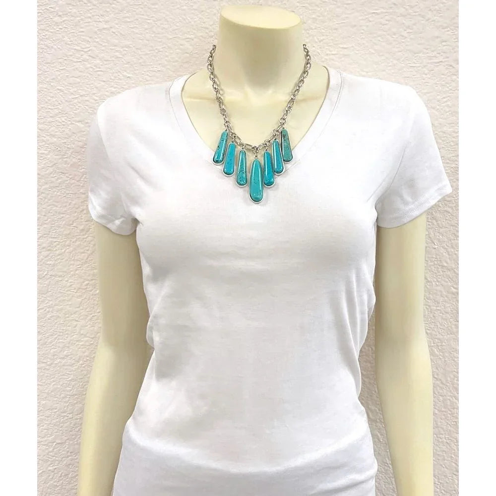 Women's Isac Handmade 15" Turquoise Necklace 739658