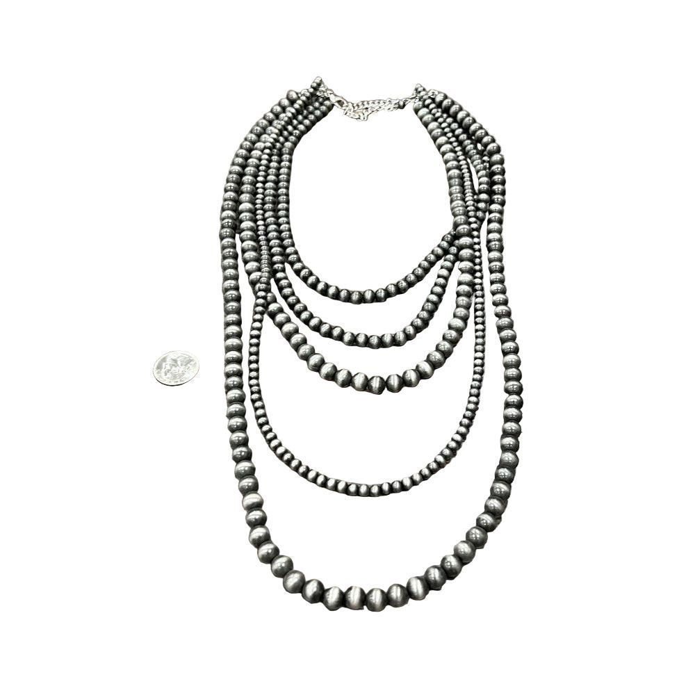 Women's Isac Handmade 5-strand Navajo Bead Necklace