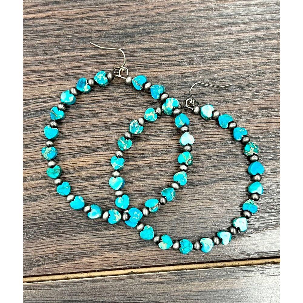 Women's Isac Handmade Heart Gemstone Hoop Earrings 723504