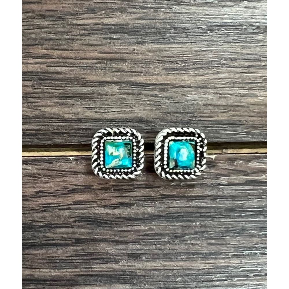Women's Isac Western 6mm Square Gemstone Stud Earrings 724875