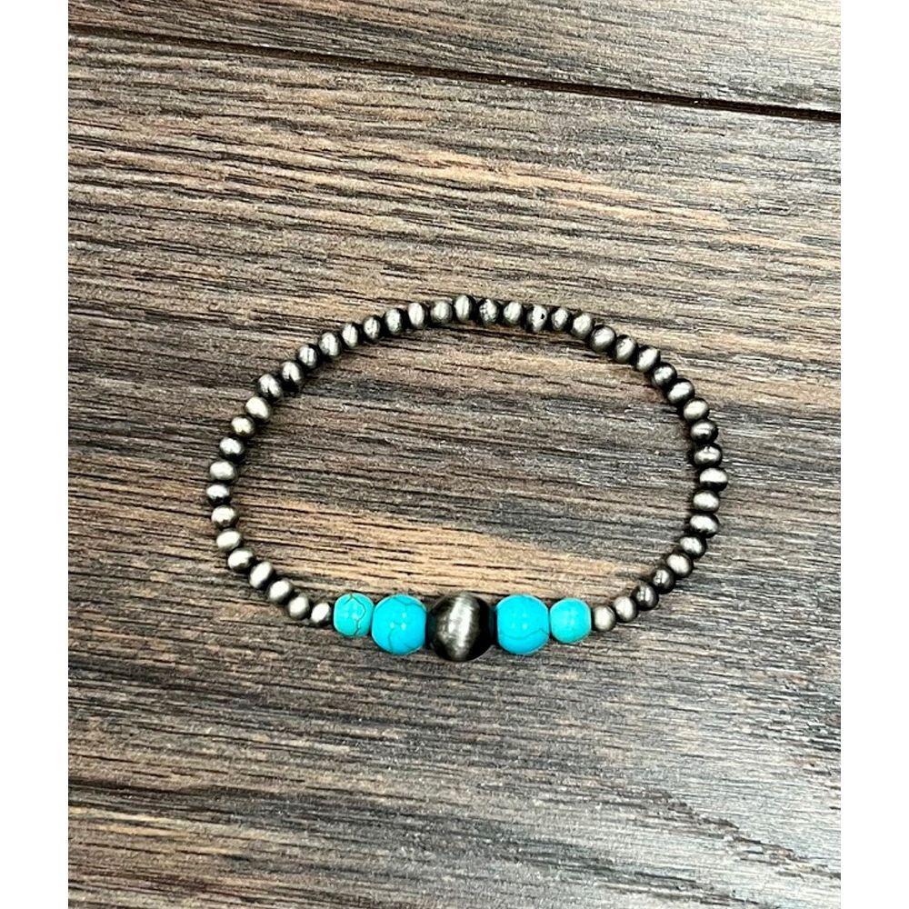 Women's Isac Western Turquoise Bead Stretch Bracelet 711572