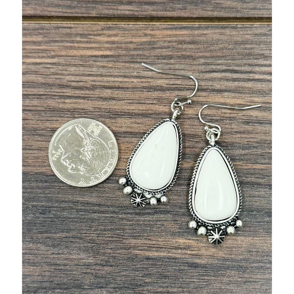 Women's Isac Western White Turquoise Earrings 726621