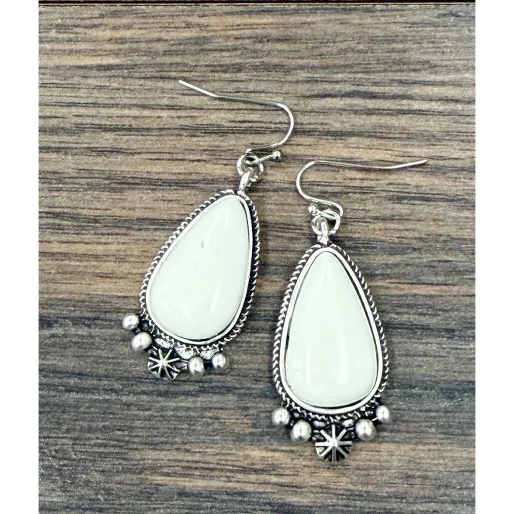 Women's Isac Western White Turquoise Earrings 726621