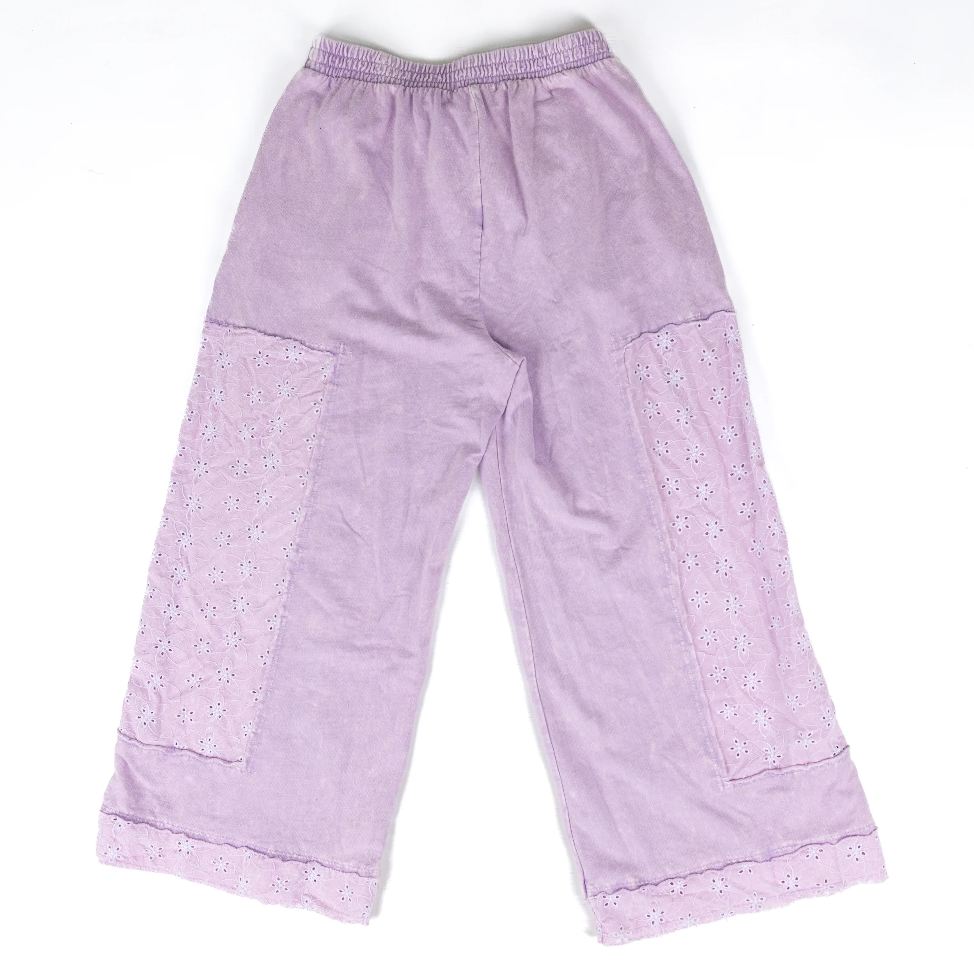 Women's Lavender Mineral Washed Eyelet Lace Pants HP7193