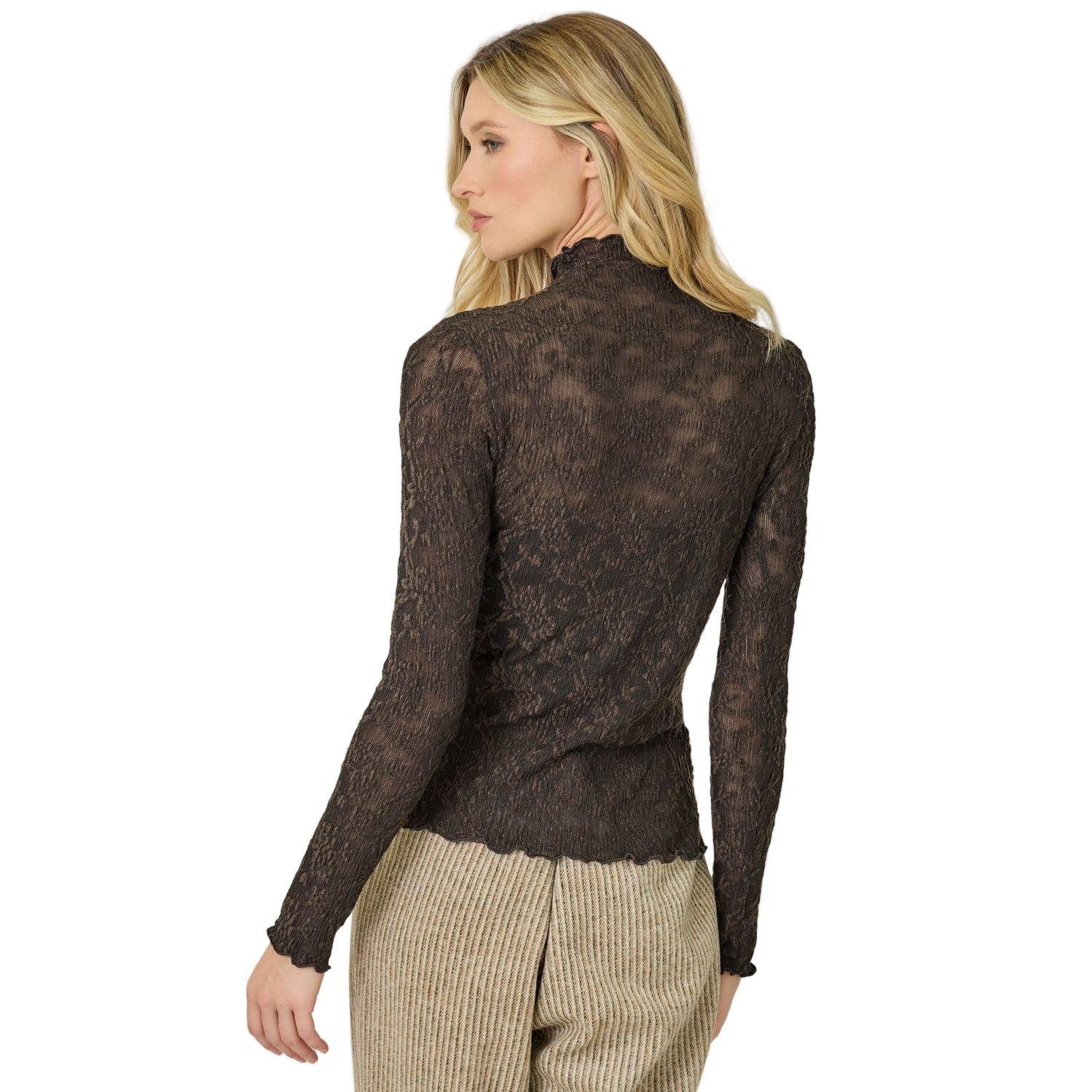 Women's Lettuce Edge Textured Knit Top 61153