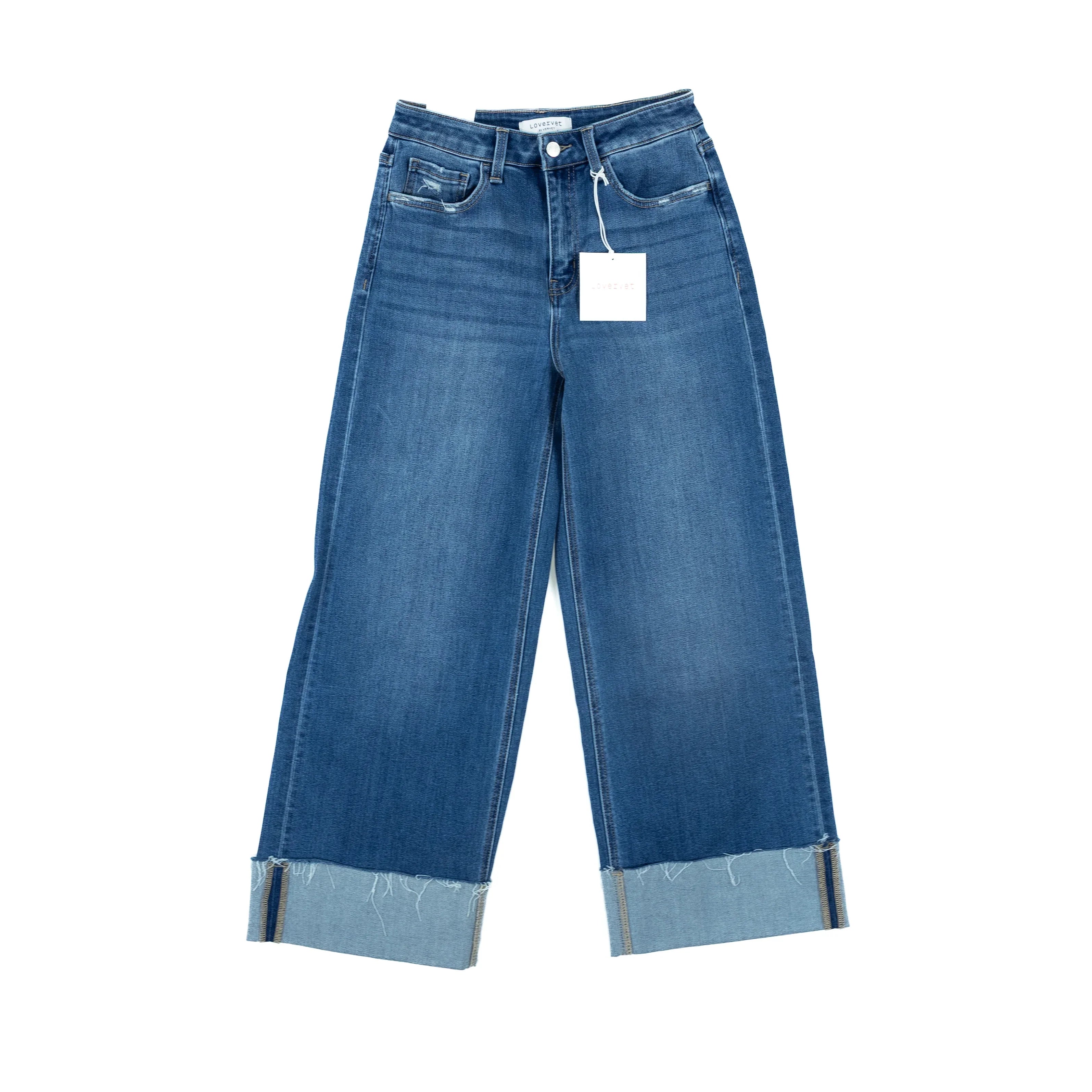 Women's Lovervet High Rise Cuffed Ankle Wide Leg Jeans LV1530