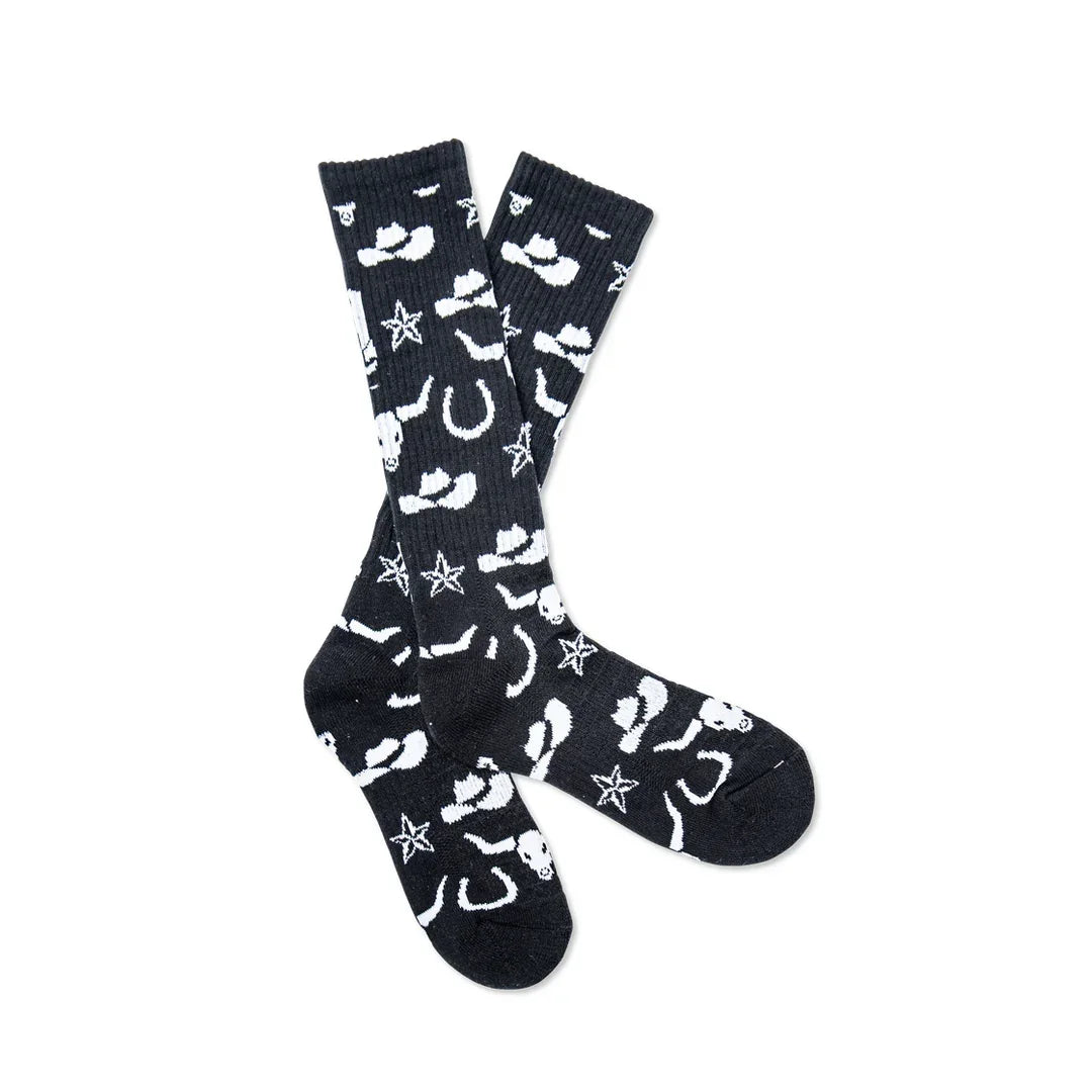 Women's Lucky Chuck Get Western Black And White Performance Boot Socks LC12-12148