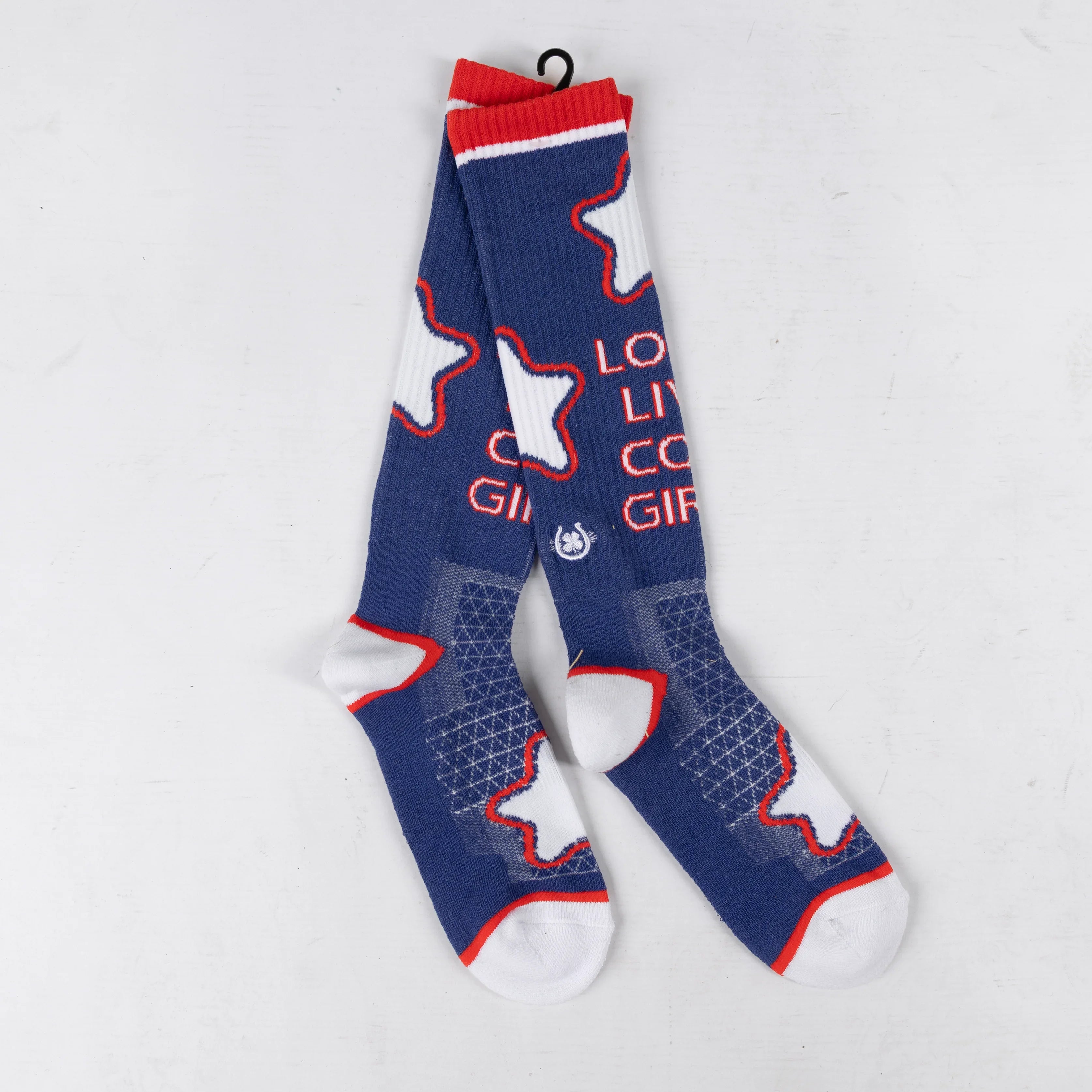 Women's Lucky Chuck Long Live Cowgirls Red and Blue Performance Socks LC12-12178