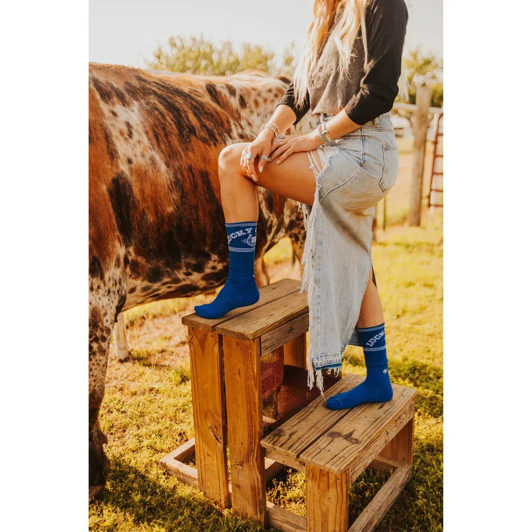 Women's Lucky Chuck Retro Blue Performance Socks LC12-12107