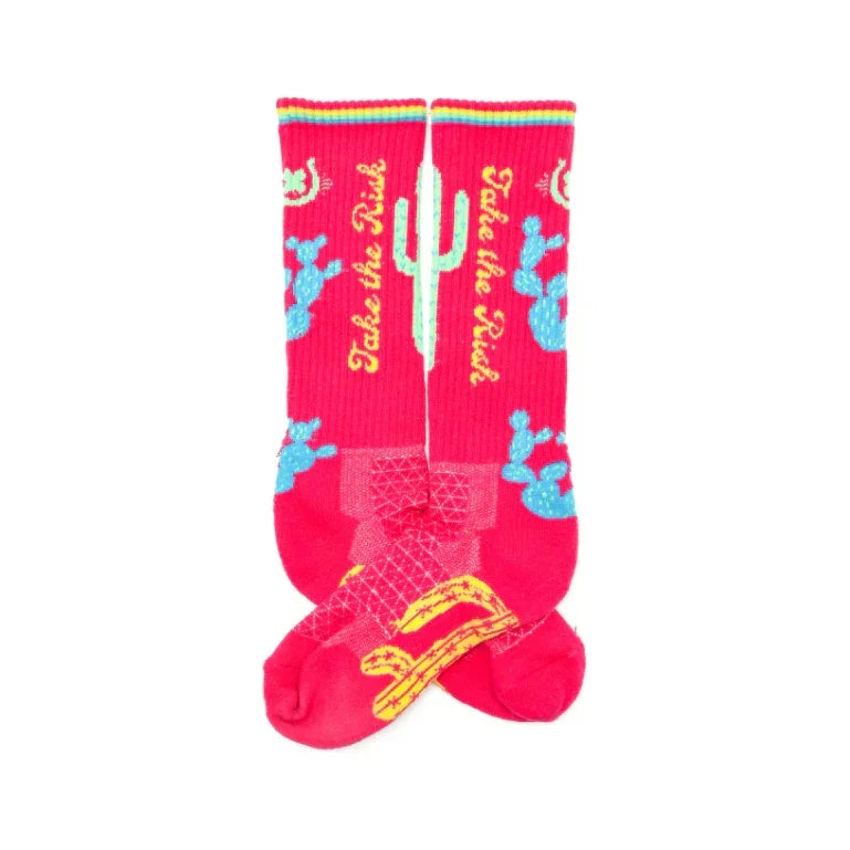 Women's Lucky Chuck Take The Risk Hot Pink Performance Boot Socks LC12-12141