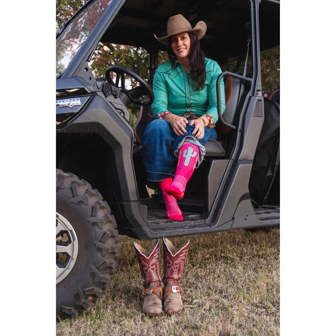 Women's Lucky Chuck Take The Risk Hot Pink Performance Boot Socks LC12-12141