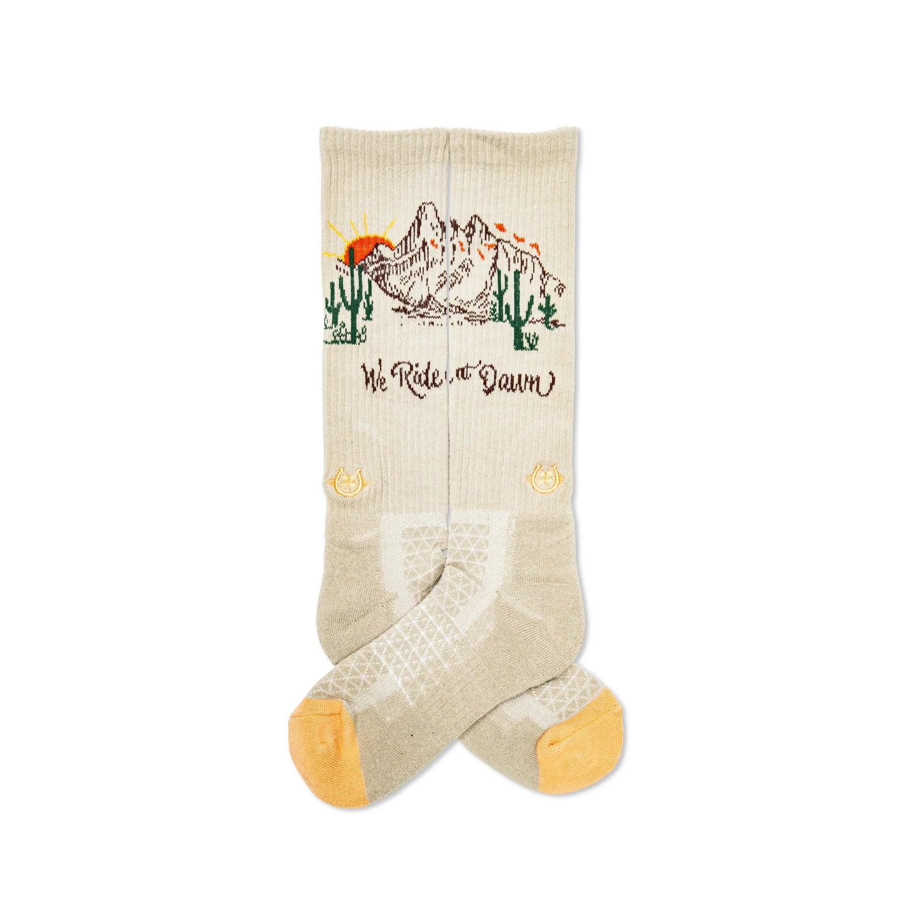 Women's Lucky Chuck We Ride At Dawn Tan Performance Socks LC12-12154