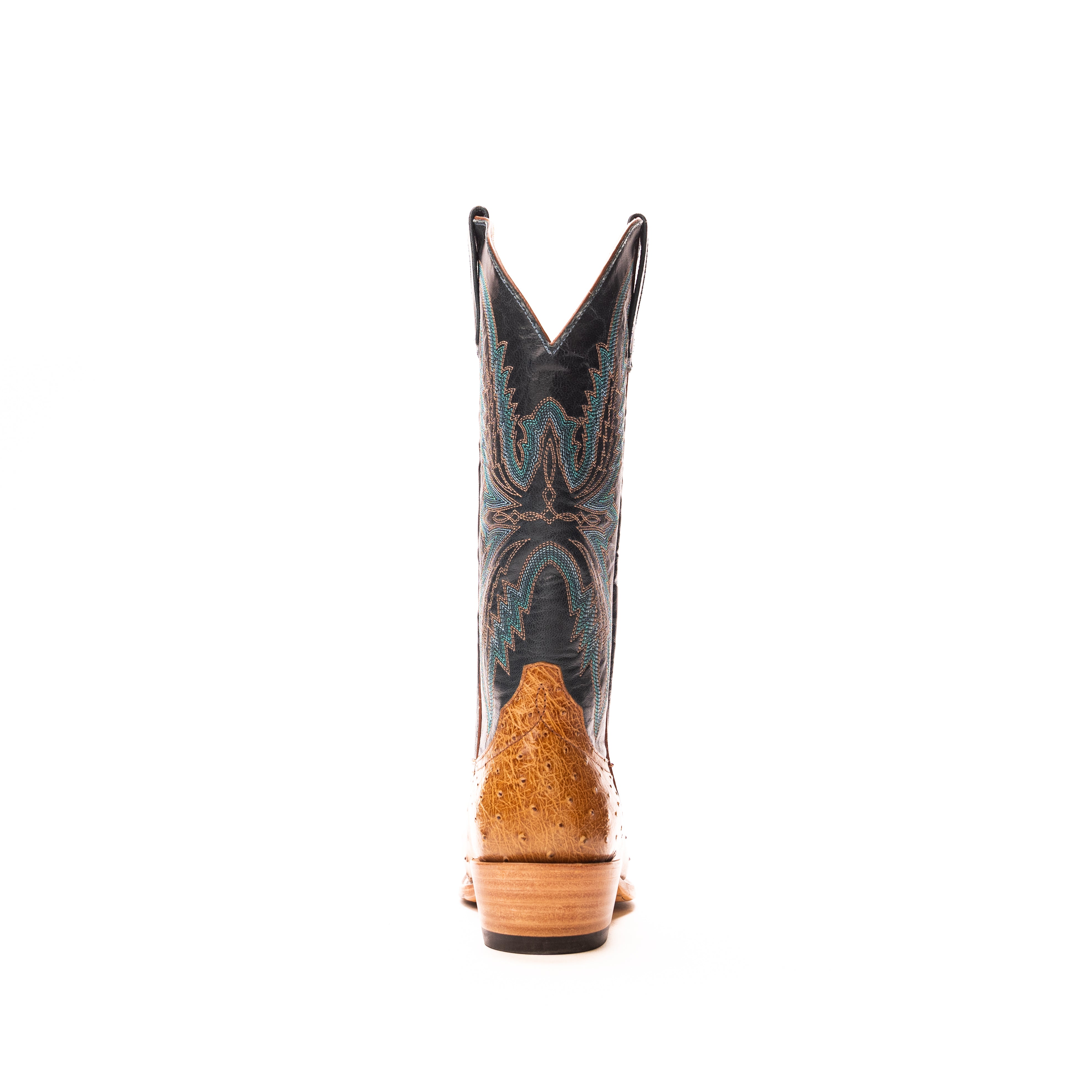 Women's Macie Bean Antique Saddle Full Quill Ostrich with 13" Navy Explosion Top M9503 - Crazy House Western Wear