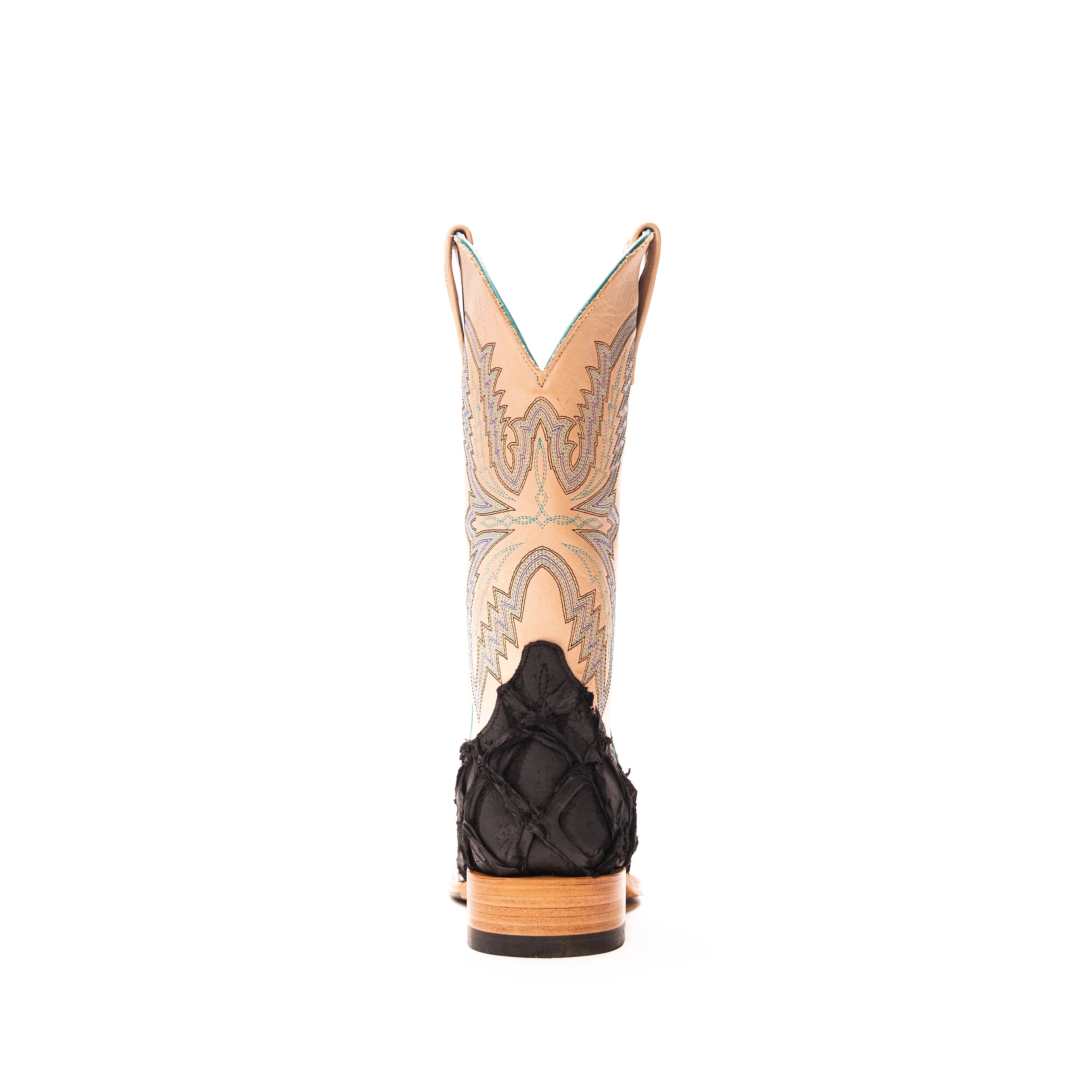 Women's Macie Bean Black Matte Big Bass with 12" Bleached Bone Top M2034 - Crazy House Western Wear