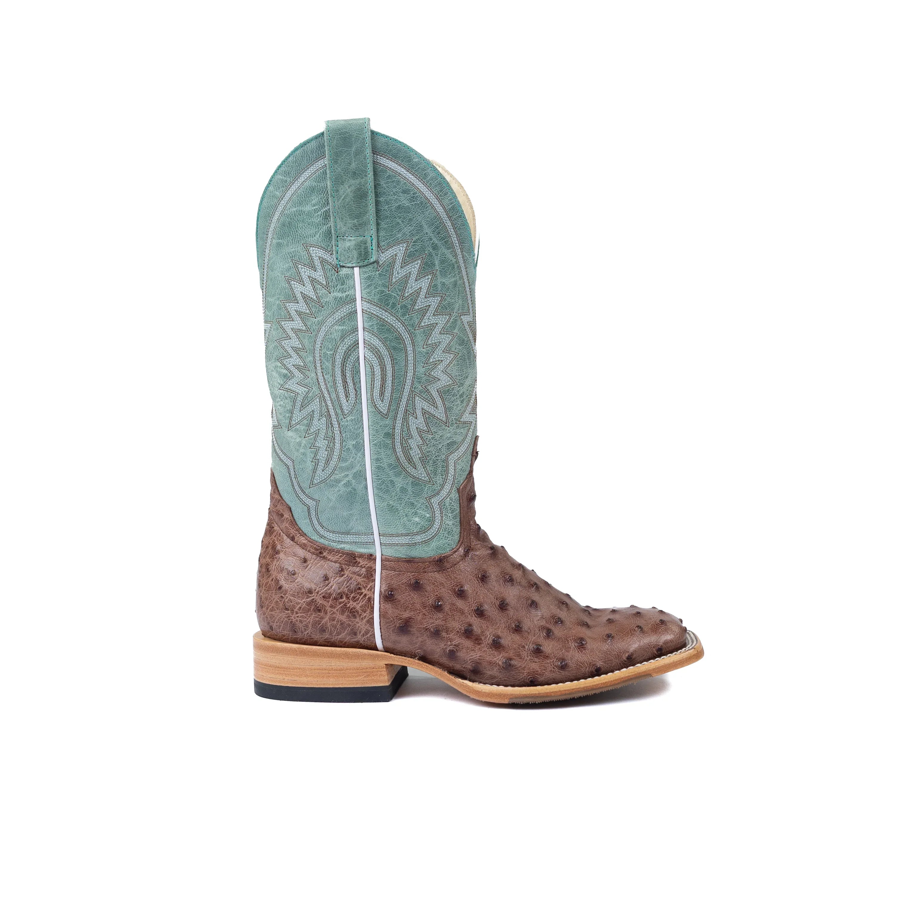 Women's Macie Bean Kango Tobac Full Quill Ostrich with 12" Vail Sky Blue Tops M2032