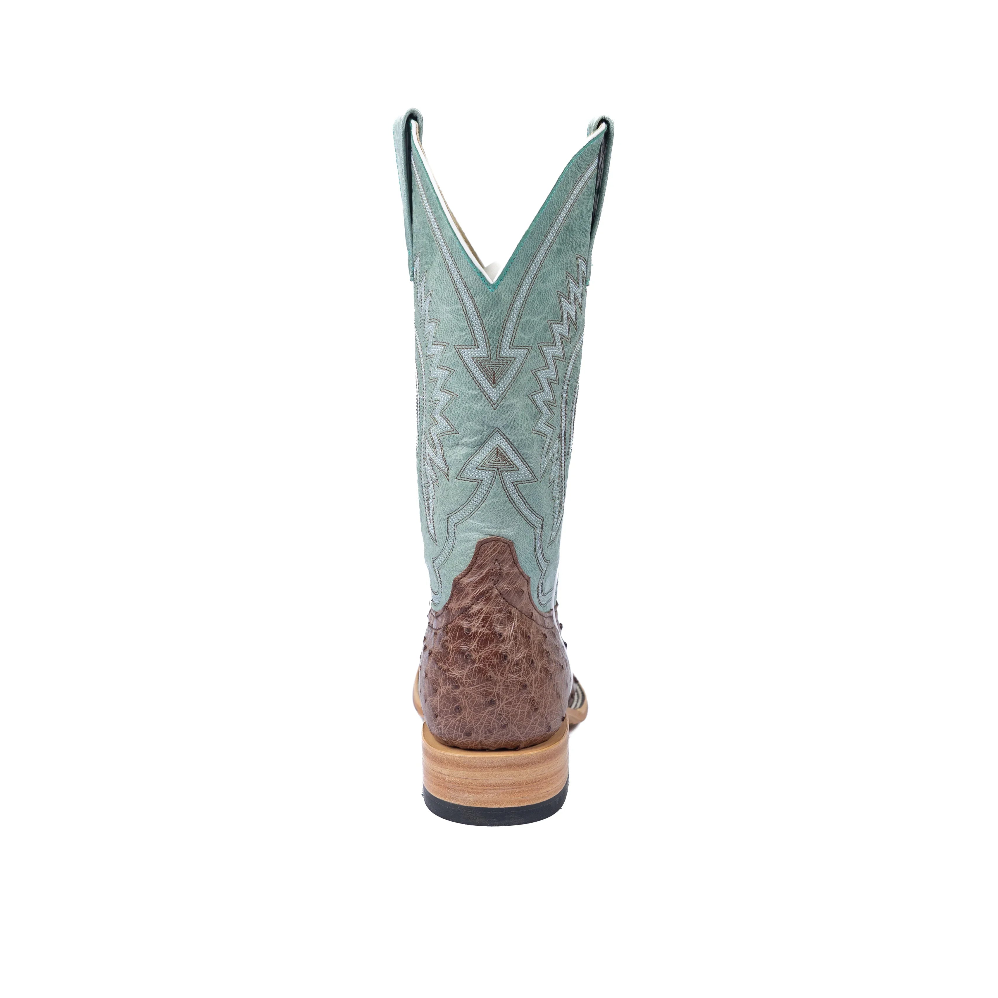 Women's Macie Bean Kango Tobac Full Quill Ostrich with 12" Vail Sky Blue Tops M2032