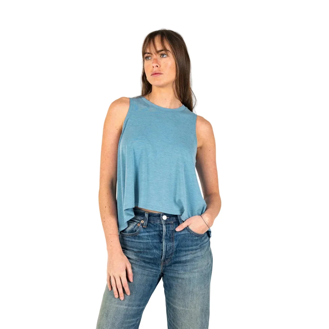 Women's Marsh Wear Blue Heaven Heather Buxton Crop Tank Top WWK5004-BLHH