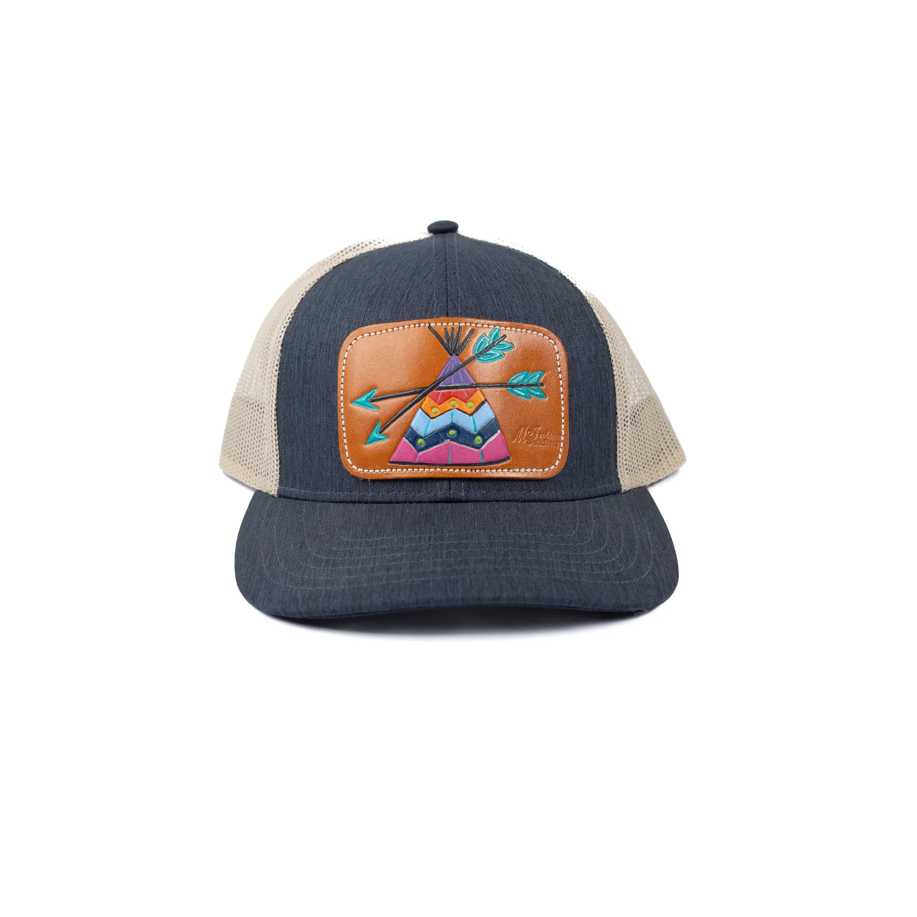 Women's McIntire Saddlery Jean and Tan Mesh Snapback with Leather Patch CAP 01- SRP TP