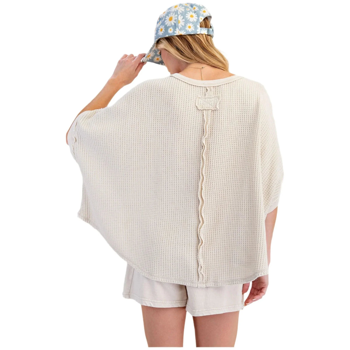 Women's Mineral Washed Thermal Knit Oversized Top ET71499 - Crazy House Western Wear