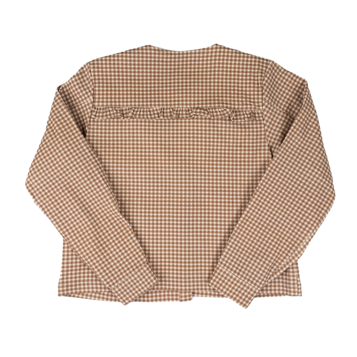 Women's Mini Checkered Button Down Ruffled Jacket ST3250E-01