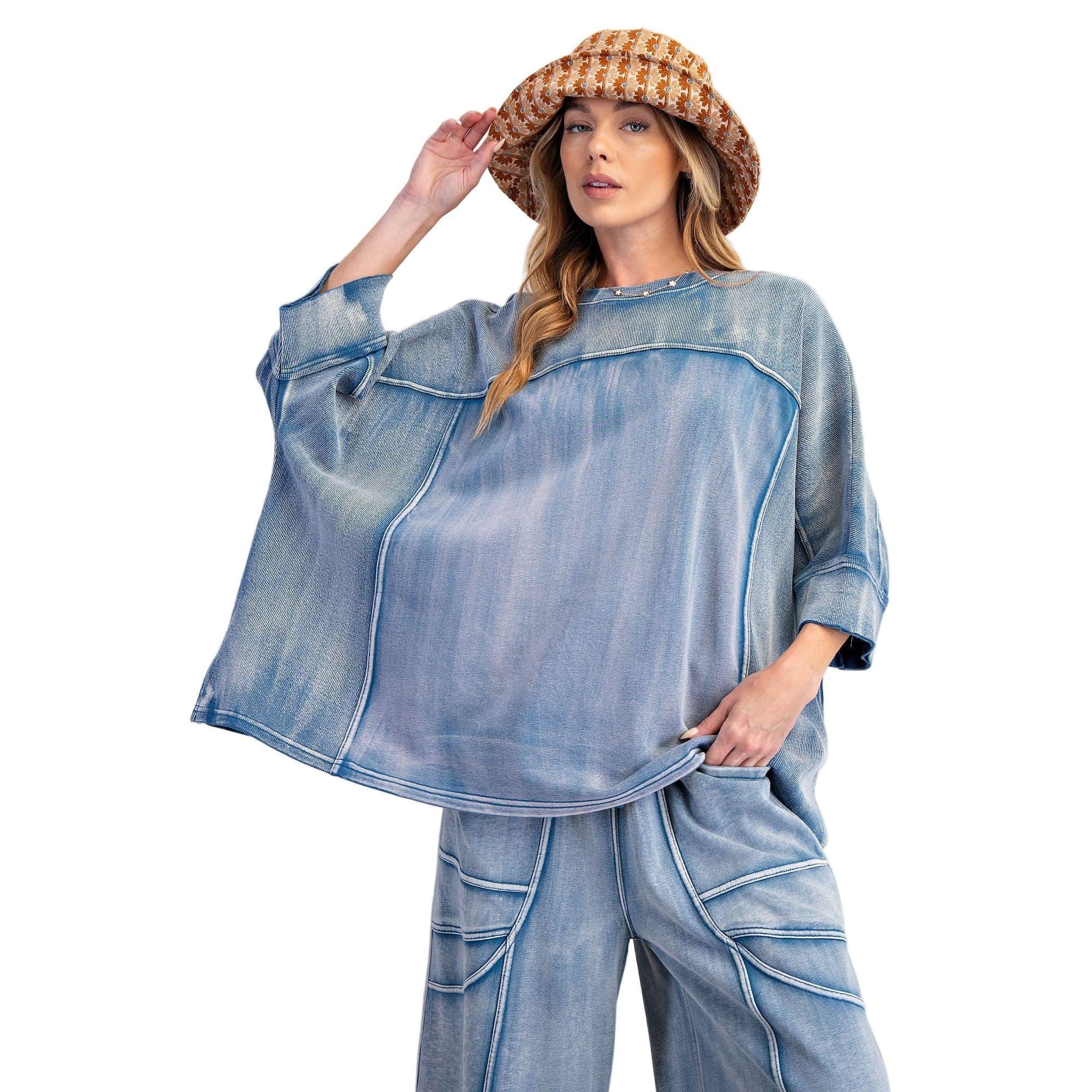 Women's Monkey Washed Terry Knit Top ET28470