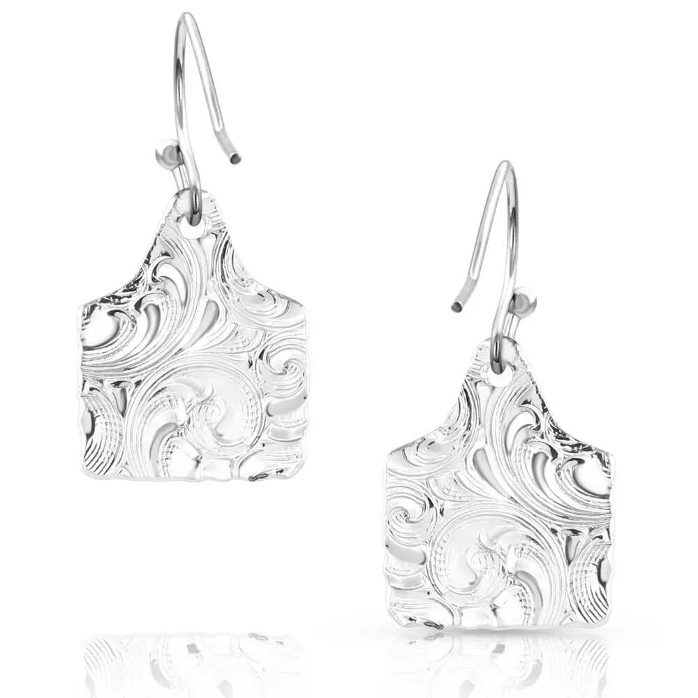 Women's Montana Silversmiths Chiseled Cow Tag Earrings ER5398