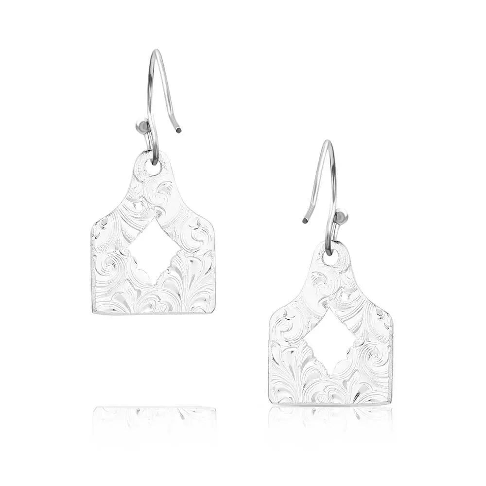 Women's Montana Silversmiths Out West Cow Tag Earrings ER6135