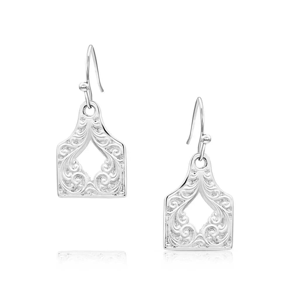 Women's Montana Silversmiths Out West Cow Tag Earrings ER6135