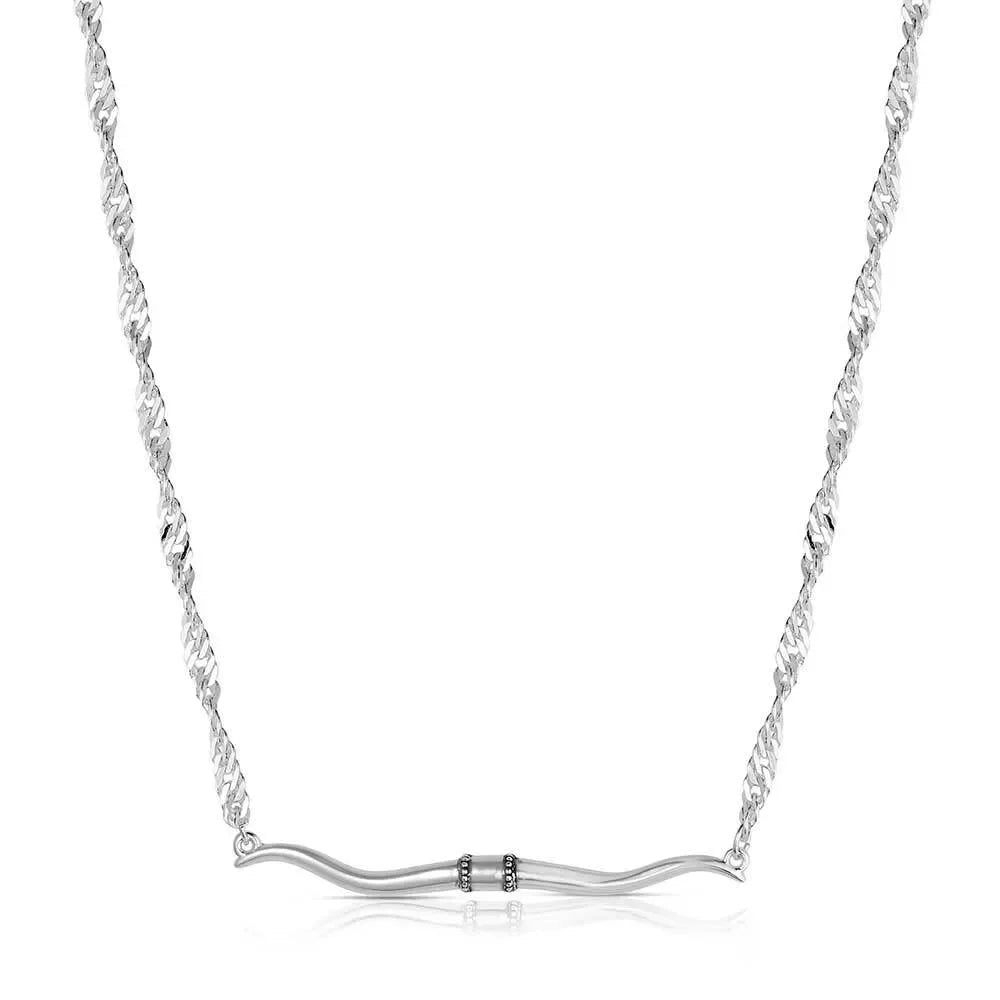 Women's Montana Silversmiths Western Silhouette Longhorn Bar Necklace NC6531