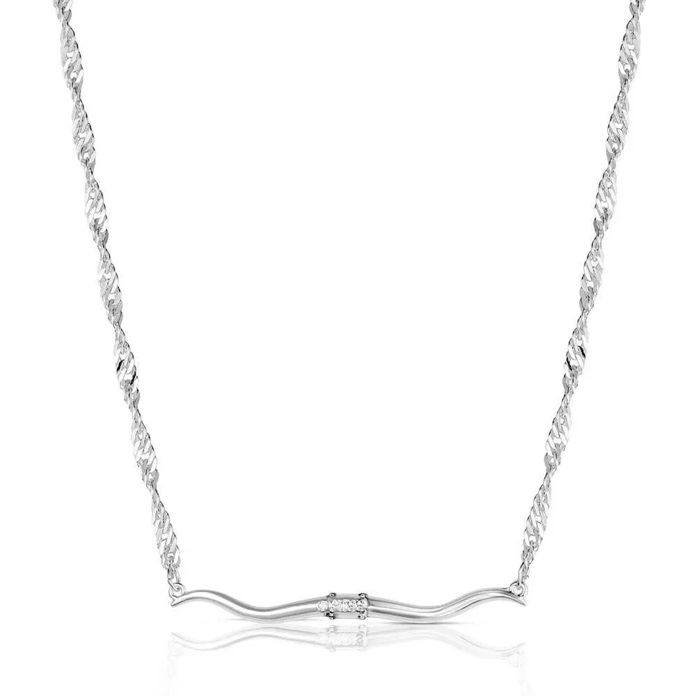 Women's Montana Silversmiths Western Silhouette Longhorn Bar Necklace NC6531