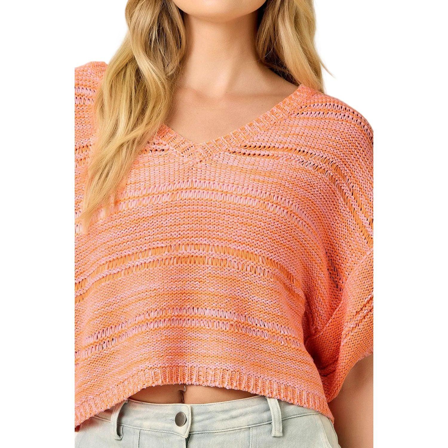 Women's Mystree Sun Blush Melange Relaxed Pullover Sweater 60550