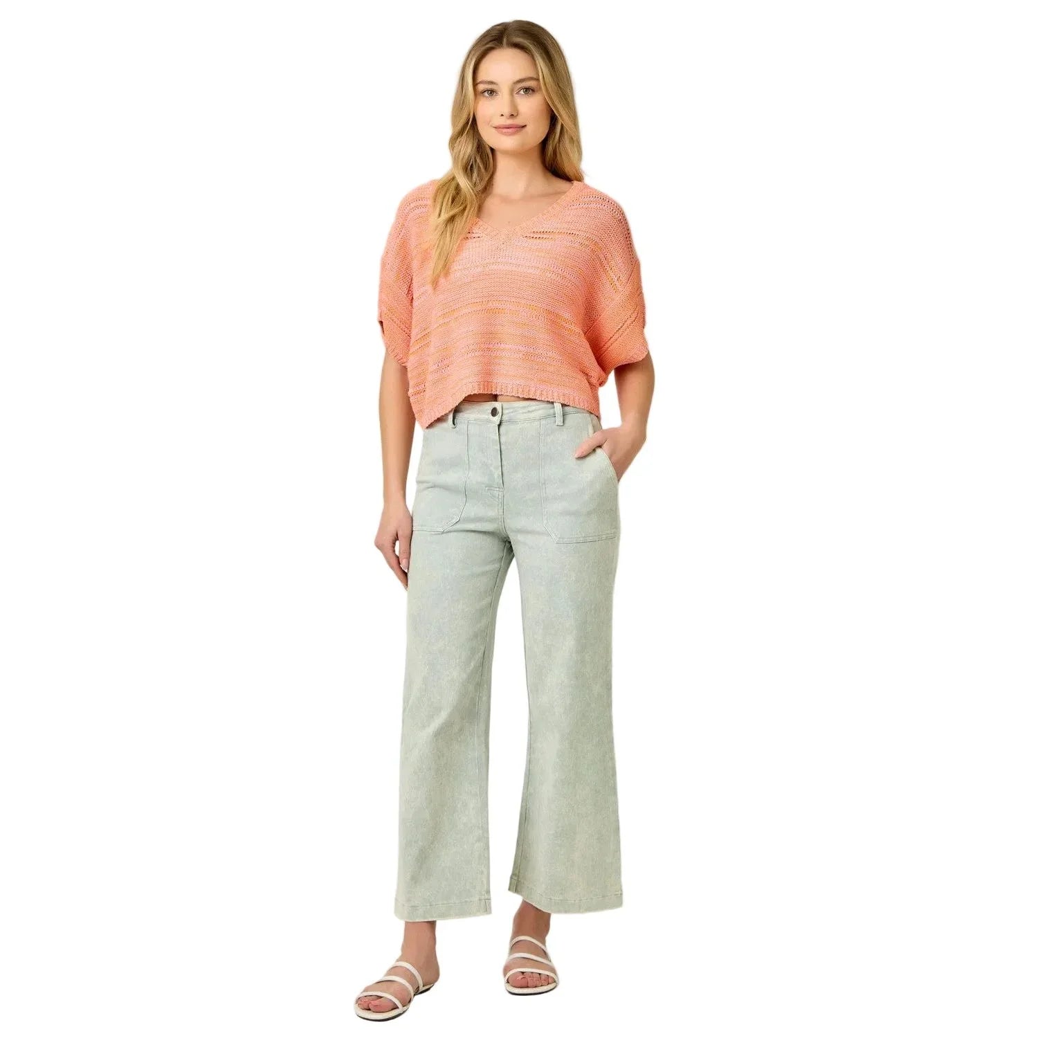 Women's Mystree Sun Blush Melange Relaxed Pullover Sweater 60550