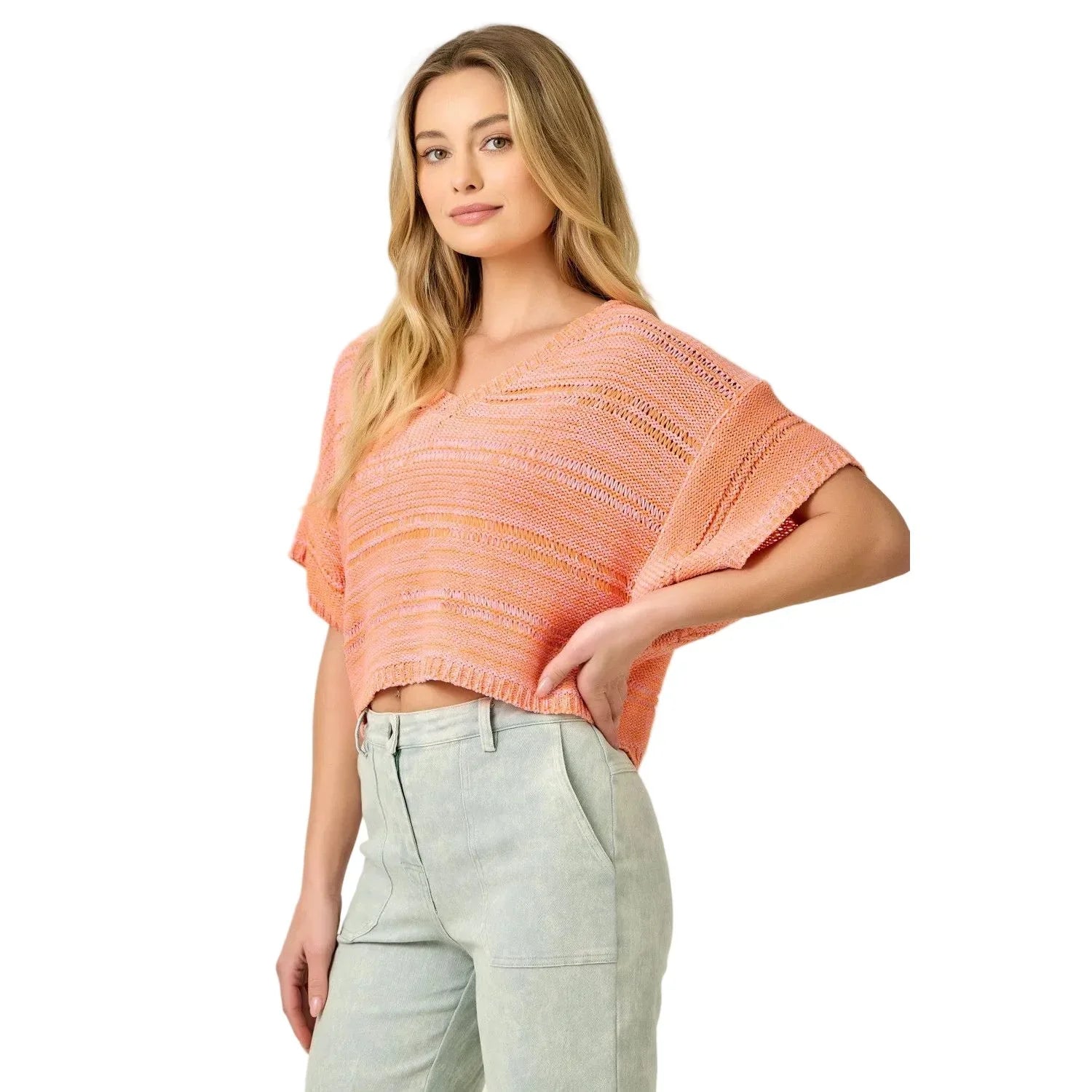 Women's Mystree Sun Blush Melange Relaxed Pullover Sweater 60550